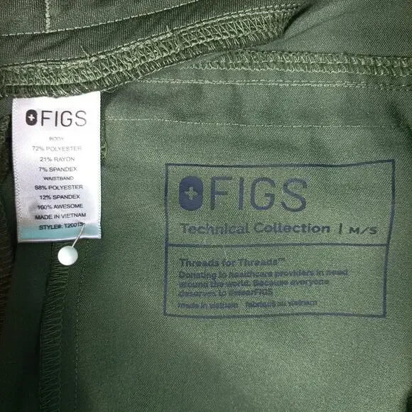 FIGS Scrub Set Men Medium Short Moss Green Leon Top Axim Cargo Pants Stretch - Picture 9 of 15